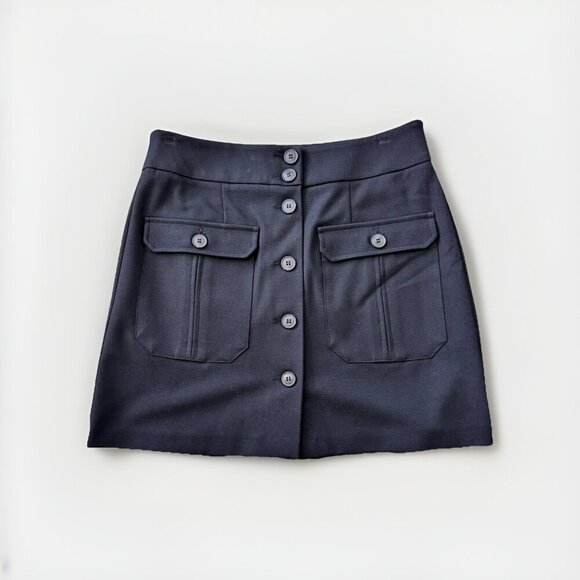 Next Mini Skirt Button Up Pocket Size Medium Black Preppy Office - Picture 1 of 4